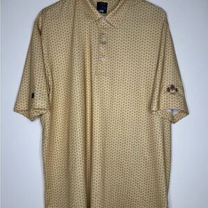 Greg Norman Collection ML75 Tan Domino Pattern Polo Shirt